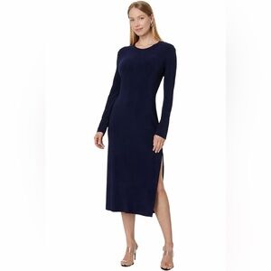 Marie Oliver Cashmere Navy Knit Midi Dress Minimal Small